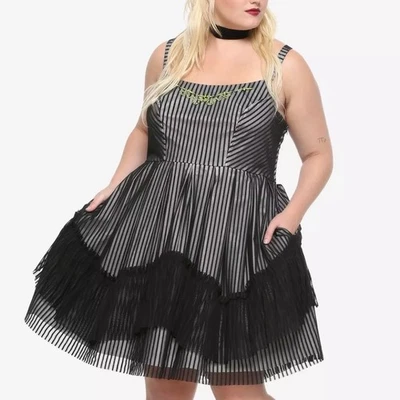 Beetlejuice Striped Halloween Costume Party Cosplay Sleeveless Dress Size 22 - Image 1 of 4