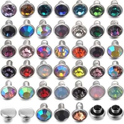 100 Sets 6MM Mixed Colors Cz Crystal Rivets Rhinestone Rivets Studs Rapid Rivets - Image 1 of 4