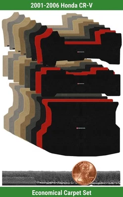 Juego de alfombrillas Velourtex personalizadas para Honda CR-V 2001-2006 con logotipo (3 piezas) #SER Foto 1 de 4