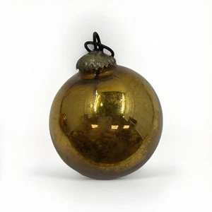 Antiguo adorno alemán ámbar bola - bola de Navidad de vidrio soplado de 1800 con tapa - Imagen 1 de 5