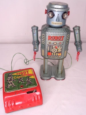 Винтажный оловянный робот R-35 на батарейках от Modern Toys Япония - не работает - Изображение 1 из 4