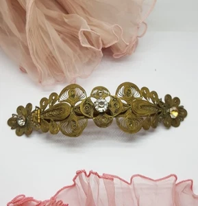 Antique Victorian Edwardian Filigree Cannetille Hair Barrette | Large C.1900 - Picture 1 of 21