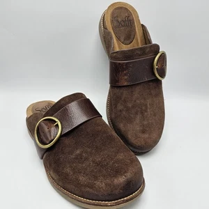 Sofft Womens Billie Mules Size 7.5 M Clogs Brown Suede Leather Buckle Flat - Picture 1 of 12