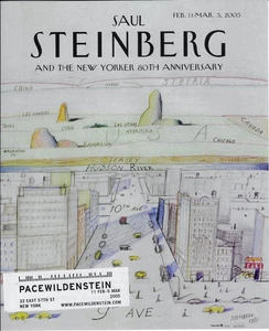 Anuncio de exhibición de galería de arte Saul Steinberg New Yorker 2005 80 aniversario c1975 - Imagen 1 de 1