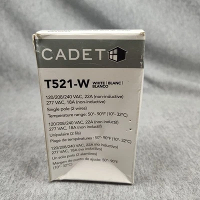 Cadet T521-W Line Voltage Mechanical Wall Thermostat 72865 - Image 1 of 4