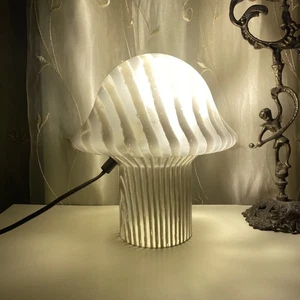 Vintage MCM Peill & Putzler Glas Pilz Tischlampe Germany Zebra Streifen 9,5" - Bild 1 von 13