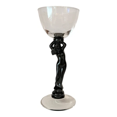 Vintage Cambridge Glass  Nude Black Nude Stem Wine Cordial Liqueur Goblet Glass - Image 1 of 2