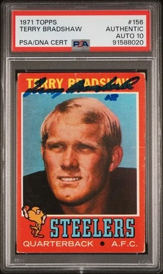 1971 Topps Autographed Terry Bradshaw Rookie Card PSA AUTO 10 #91588020 - Image 1 of 2