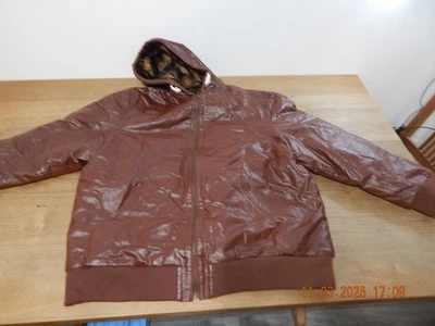 MENS EXCELLED LEATHER HOODED COAT FAUX FUR LINED 2XL - Image 1 of 4