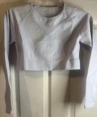 Workout Women’s Sport Outfit Set High waist Maneflex Long Sleeves Gray M New - Image 1 of 4