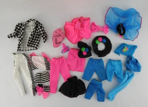 Vintage Barbie 80s Neon Rocker Lot Clothes Dance Blue Hat Bow Top Jacket - Picture 1 of 3