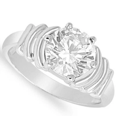 Anel de diamante off white prata 925 bom casamento redondo 5,50 quilates laboratório criar especial - Imagem 1 de 4