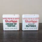 Vintage Durkee Spice Tins Lot - Nutmeg 1-1/8 Oz And Cream Of Tartar 1-3/4 Oz