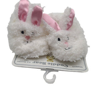 Cuddle Bear girls bunny slippers 0-6 months white pink Easter