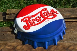 Pepsi-Cola Bottle Cap Embossed Tin Metal Sign - Pepsi - Soda - Ice Cold - Retro - Picture 1 of 5