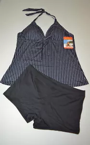 *NEU* Schwarz/weißer Nadelstreifen Tankini mit Boxershorts, Gr. 42 44 B/C - Bild 1 von 5
