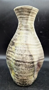 Vintage große brutalistische Studio Kunst Keramik grau Vase signiert 12,75" - Bild 1 von 10