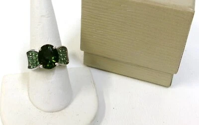Green Moldavite Rhodium Over Sterling Silver Ring 3.80ctw Size 9 NEW JTV - Image 1 of 3