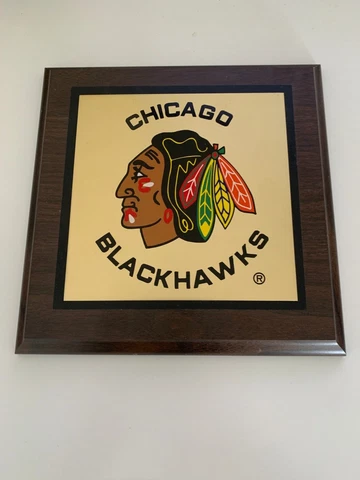 CHICAGO BLACKHAWKS LOGO PLAQUE PICTURE HOCKEY NHL 8.5" x 8.5" Cover