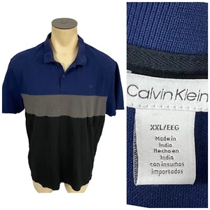 Camisa Calvin Klein Para Hombres 2XL Polo Azul Algodón Preppy Trabajo Oficina Atlética Costera - Imagen 1 de 12
