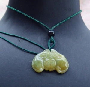 Video Certified Yellow Natural A Jade jadeite Pendant Bat Coin 福在眼前 108434 VS - Picture 1 of 9