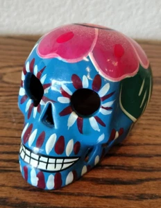 Talavera Vibrant Color Sugar Skull Hand Painted Mexican Pottery Day Of The Dead - Picture 1 of 11