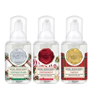 Michel Design Works Christmas Peppermint Tartan Plaid Mini Foaming Shea Soap Set - Picture 1 of 1