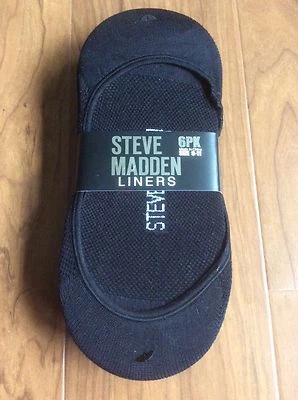 Steve Madden Womens Black 6 PK Basic Stretch Sock Liners 9-11  MSRP $18 - Image 1 of 3