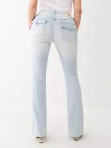 True Religion Womens Bootcut Jeans Becca Single Needle Mid Rise Flap Light Wash - Picture 1 of 10