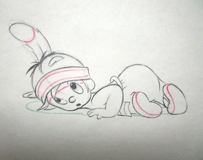 LITTLE HIAWATHA 1937 Indian Walt Disney ORIGINAL PRODUCTION cel DRAWING baby - Image 1 of 2