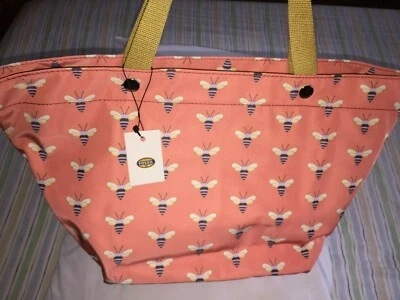 Fossil ключ за EW покупатель молнии сумка с короткими ручками розовый коралл пчелы новый с Ярлыками - Изображение 1 из 4