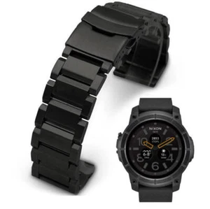 Black Metal Steel Replacement Watch Band Fits Nixon Mission Smartwatch SS #5002 - Picture 1 of 3