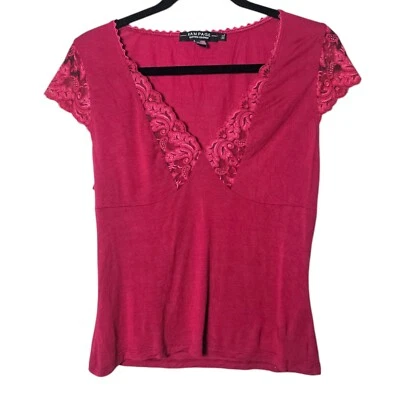 De Colección Rampage S* Babydoll Top Rosa Rayón Encaje Borde Y2K Coqueta San Valentín Foto 1 de 4