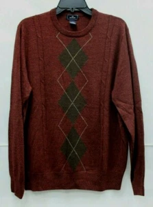 Dockers Men's Sweater Argyle Long Sleeve Size Large Burgundy 100% Acrylic - Imagen 1 de 4
