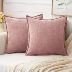 Pack of 2 Couch Throw Pillow Covers 16X16 Inch Blush Pink Farmhouse Decorative P - Picture 1 of 12