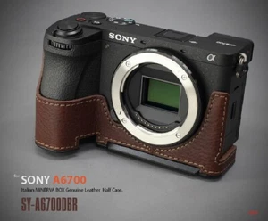LIM'S Italy Genuine Leather Camera Half Case For Sony A6700 Alpha 6700 Brown - Picture 1 of 16