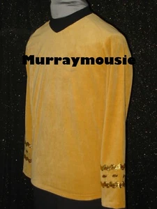 CUSTOM-MADE Gold FIVE STAR Trek Uniform COSTUME Men's TOP Cosplay Shirt VELOUR - Picture 1 of 3