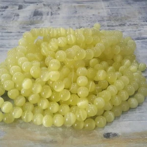 Glass Cat Eye Beads 8mm, Yellow, Approx 49 pce Free Postage Oz Seller - Imagen 1 de 3