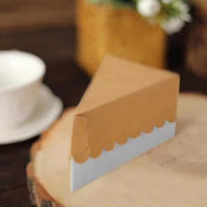BROWN 10 Triangle 5" x 3" Cake Slice Paper BOXES Scalloped Top Party Decorations - Picture 1 of 8