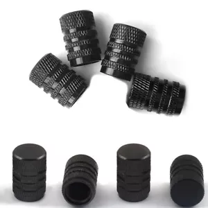 4x BLACK Aluminum Alloy Car Tire Rim Valve Stem Wheel Dust Cap Cover Accessories - Picture 1 of 9