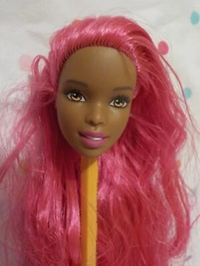 NEW Gorgeous Barbie Doll Head, Pink Hair, AfricAmerican,Pretty Face, Mattel,OOAK - Picture 1 of 3