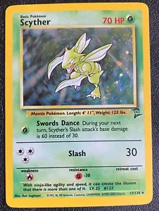 Pokémon TCG - Scyther 17/130 Base Set 2 (2000) Vintage WOTC Holo Rare - LP - Picture 1 of 10