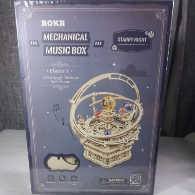 Mechanical Music Box Wooden 3D Puzzle Games DIY Toys Rotatable Model Building - Image 1 of 3