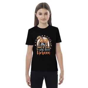 Just a girl who loves horses for horse riding Organic cotton kids t-shirt - Picture 1 of 21