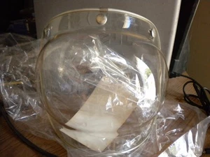 NOS Vintage 3 Snap Clear Helmet Bubble Shield Visor w/ Silver Trim USA Bell Buco - Bild 1 von 6