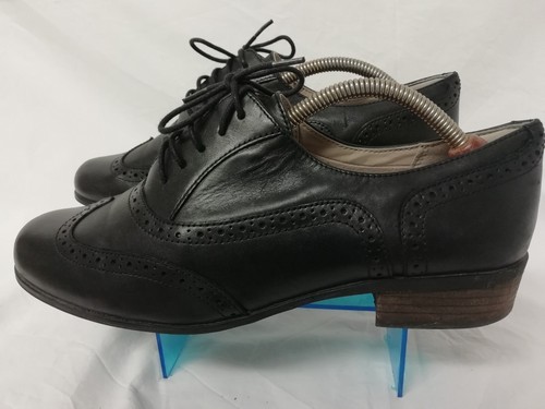 Scarpe da lavoro Clarks donna Hamble Oak Derbys pelle nera eleganti brogues taglia UKS8E