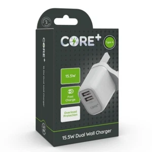 CORE+ 15.5W Fast Charge Dual USB Wall Charger, Overload Protection - Picture 1 of 1