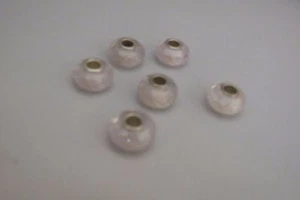 Set of 6 (?) DaVinci Milky White Faceted Glass Beads - Picture 1 of 4