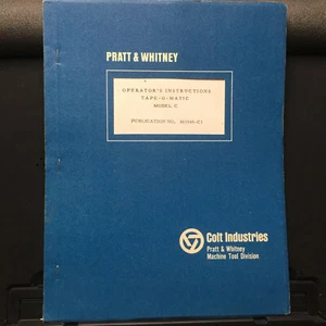 Original Operator Manual for Pratt & Whitney Model C Tape-o-Matic Drill - Picture 1 of 4