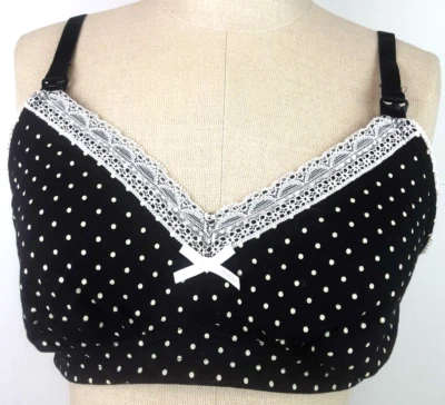 Gilligan & O'Malley RN 17730 Black Polka Dot Nursing Bra Size XL            (46) - Image 1 of 4